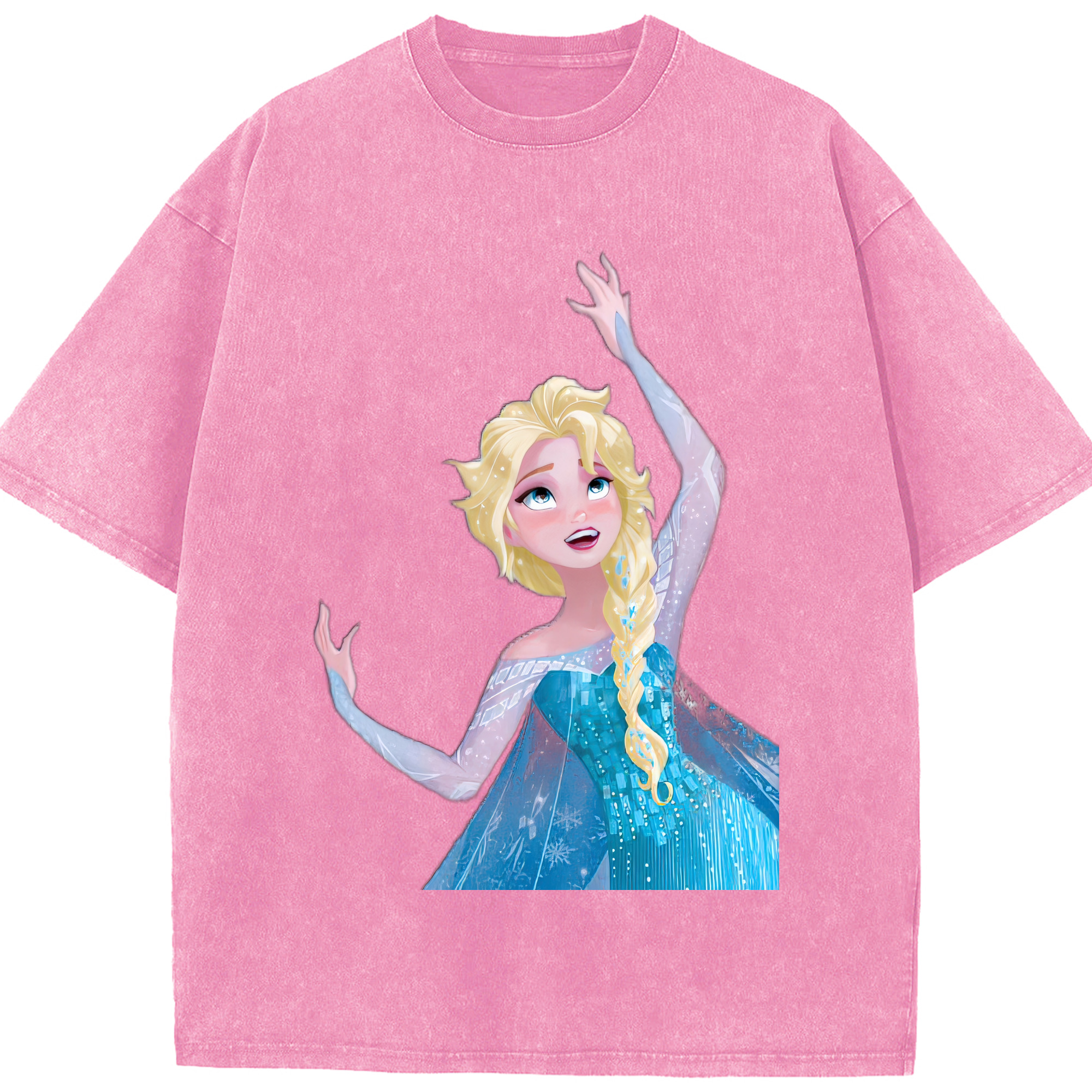（画像用） アナと雪の女王 アンナ エルサ Frozen Anna Elsa 綿100% ヴィンテージ風 半袖Tシャツ（フロントプリント）